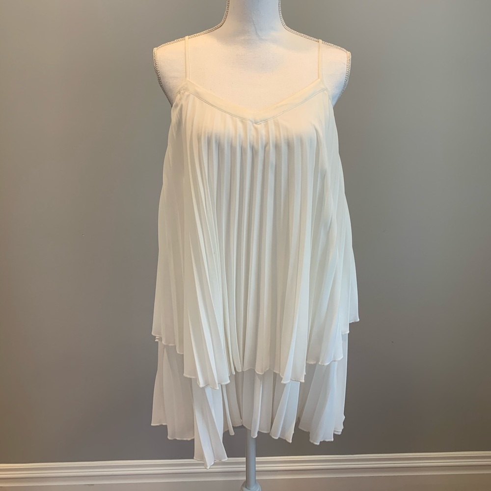 ZARA mini white pleated dress